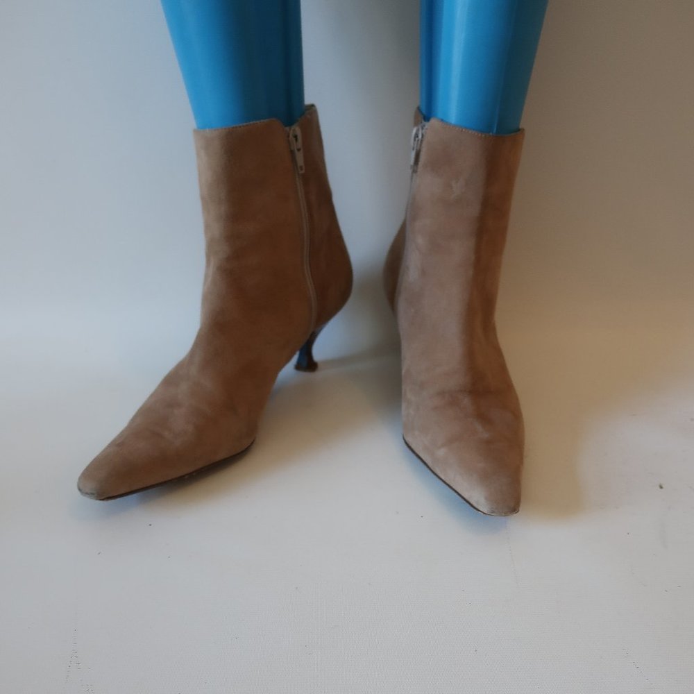SUTOR MANTELLASSI BEIGE SUEDE ANKLE BOOTIES SZ 40 EUR/US 10*